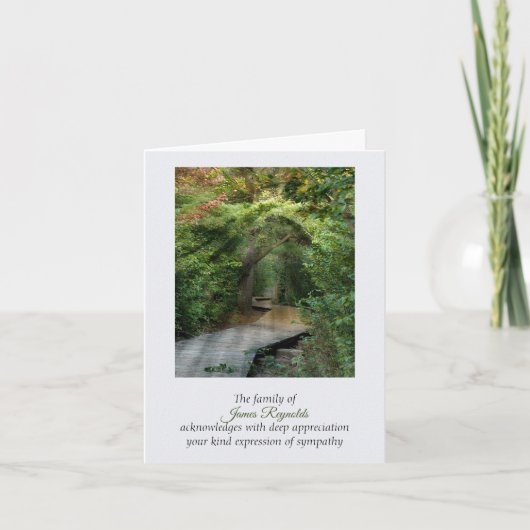 Forest Sunams Beileid Danke, Card Karte (Vorderseite)