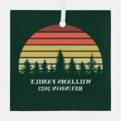 Forest Sunset Camping Trip Custom Family Wiederseh Ornament Aus Glas (Rückseite)