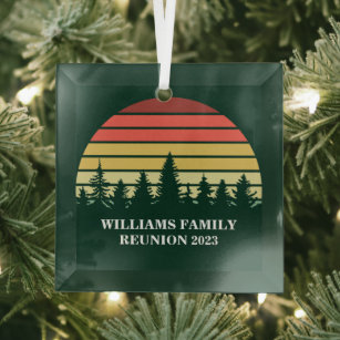 Forest Sunset Camping Trip Custom Family Wiederseh Ornament Aus Glas