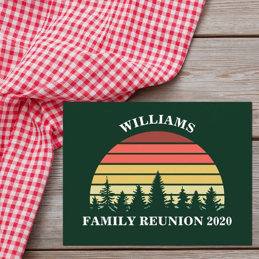 Forest Sunset Camping Trip Custom Family Wiederseh Postkarte