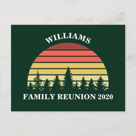 Forest Sunset Camping Trip Custom Family Wiederseh Postkarte (Vorderseite)