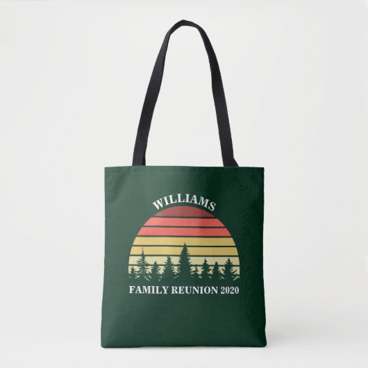 Forest Sunset Camping Trip Custom Family Wiederseh Tasche (Vorderseite)