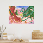 Forest Sunset Dragon und Phoenix Poster (Küche)