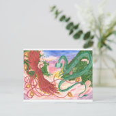 Forest Sunset Dragon und Phoenix Postkarte (Stehend Vorderseite)