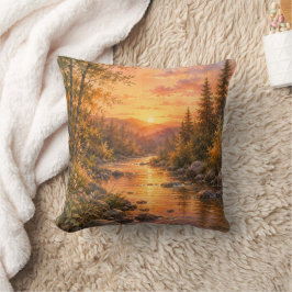 Forest Sunset Throw Pillow Cover Kissen