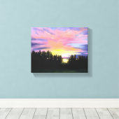 Forest Sunset Wrapped Canvas Print Leinwanddruck (Insitu (Holzboden))