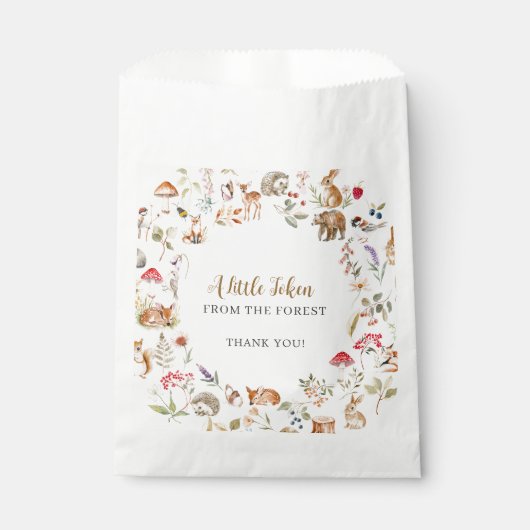 Forest Token Woodland Baby Shower  Geschenktütchen (Vorderseite)