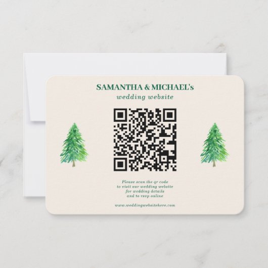 Forest Tree Christmas | QR Wedding Details RSVP (Vorderseite)