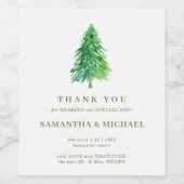 Forest Tree Elegant Danke Hochzeit Weinetikett (Einzelnes Label)