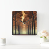 Forest Tree Nature Wall Clock Quadratische Wanduhr (Zuhause)