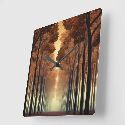 Forest Tree Nature Wall Clock Quadratische Wanduhr (Winkel)