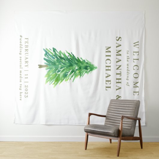 Forest TREE Willkommen in der Hochzeitsfeier Blume Wandteppich (Beispiel (Horizontal))