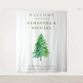 Forest TREE Willkommen in der Hochzeitsfeier Blume Wandteppich