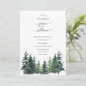 Forest Trees Calligraphy Script Wedding Einladung (Stehend Vorderseite)