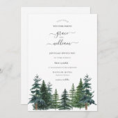 Forest Trees Calligraphy Script Wedding Einladung (Vorne/Hinten)