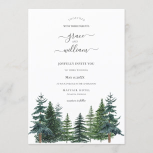 Forest Trees Calligraphy Script Wedding Einladung