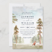 Forest Trees Landscape Rustic QR Code Wedding Einladung (Vorderseite)
