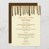 "Forest Trees Wedding Menu Card" - Orange - Menükarte (Vorne/Hinten)