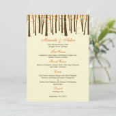 "Forest Trees Wedding Menu Card" - Orange - Menükarte (Stehend Vorderseite)
