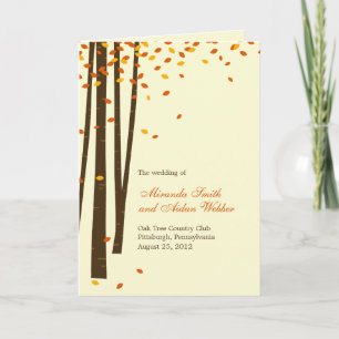 Forest Trees Wedding Program Card - Orange Programm