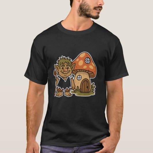 Forest Troll with Mushroom House T-Shirt (Vorderseite)