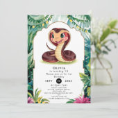 Forest Viper Snake Birthday Einladung (Stehend Vorderseite)