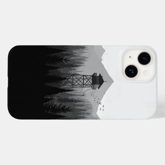 Forest Watchtower Minimalistisch Phone Case Black& (Rückseite (Horizontal))