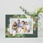 Forest Watercolor Christmas Holly Jolly Floral Einladung (Stehend Vorderseite)