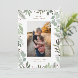 Forest Watercolor Frohe Weihnachtsfotokarte Einladung