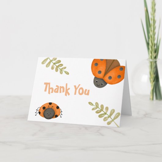 Forest Watercolor Kleine Ladybug Babydusche Dankeskarte (Vorderseite)