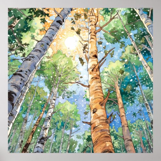 Forest Watercolor Malerei Art Print Poster (Vorne)