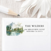 Forest Watercolor Mountain Rücksendeadresse (Insitu)