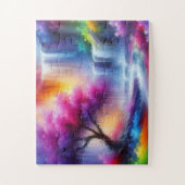 Forest Waterfall AI generierte Abstrakte Malerei Puzzle (Vertikal)