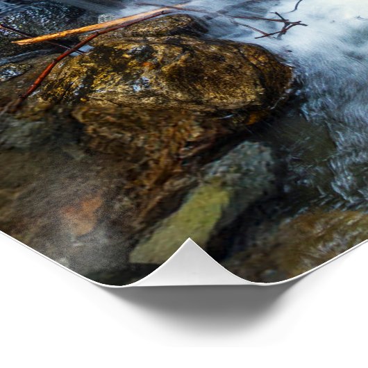Forest Waterfall Cascade – Mountain Stream Print Poster (Ecke)