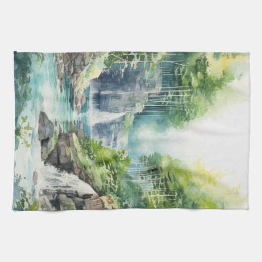 Forest Waterfall Geschirrtuch (Horizontal)