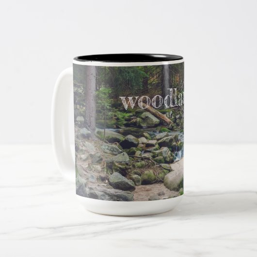 Forest waterfall poster zweifarbige tasse (Vorderseite Links)