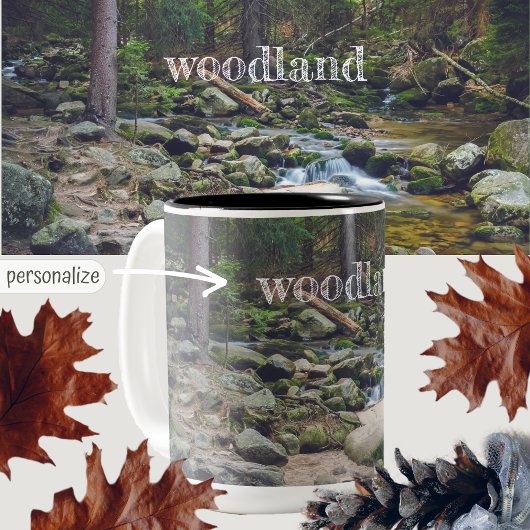 Forest waterfall poster zweifarbige tasse