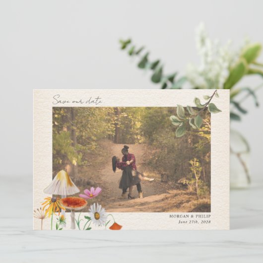 Forest Wedding Foto Save the Date (Stehend Vorderseite)