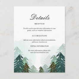 Forest Wedding Guest Information Card Pine Trees Begleitkarte