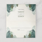 Forest Wedding Platzkarte Rustic Pine Evergreen (Außenseite Aufgefaltet)