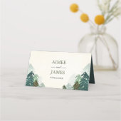Forest Wedding Platzkarte Rustic Pine Evergreen (Rückseite)