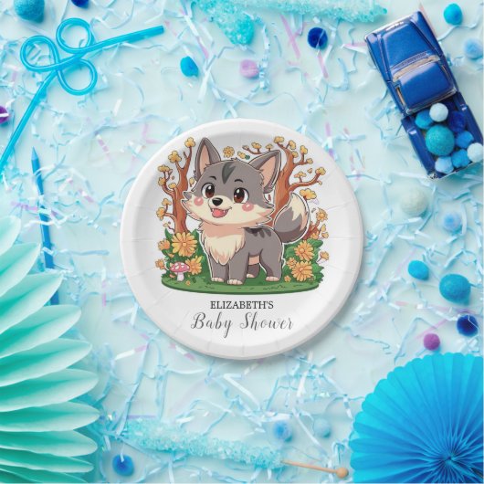 Forest Whimsical Wolf Baby Dusche Pappteller (Party)
