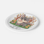 Forest Whimsical Wolf Baby Dusche Pappteller (Schrägansicht)