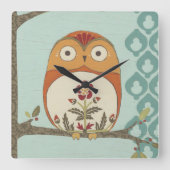 Forest Whimsy II Quadratische Wanduhr (Vorderseite)