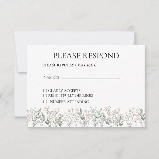 Forest Wildflower Boho RSVP card Karte (Vorderseite)