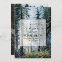 Forest Wildflower Floral Rustic Wedding Photo Einladung