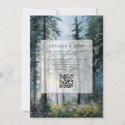 Forest Wildflowers Floral QR Code Wedding Einladung (Rückseite)