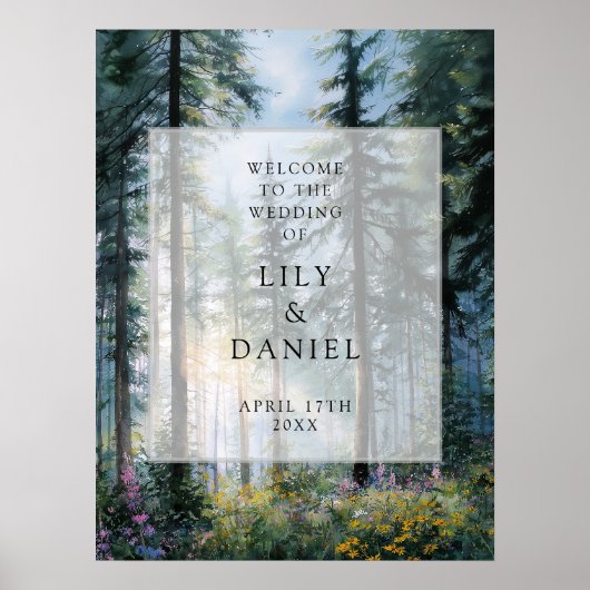 Forest Wildflowers Floral Wedding Welcome Sign Poster (Vorne)