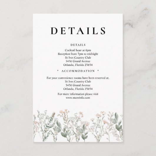 Forest Wildflowers QR Code Enclosure Card Begleitkarte (Vorderseite)