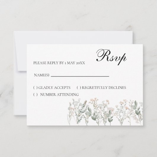 Forest Wildflowers RSVP Card, response card Karte (Vorderseite)